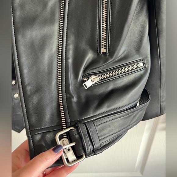 ☑️SOLD☑️ Ena Pelly Oversized New Yorker Biker Jacket in Black & Silver - Picture 6 of 16